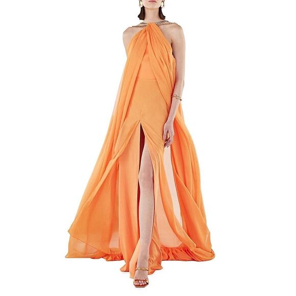 Ozgur Masur Layered Chain-Link Strap Gown Size 36(4) $1795 - Picture 3 of 10